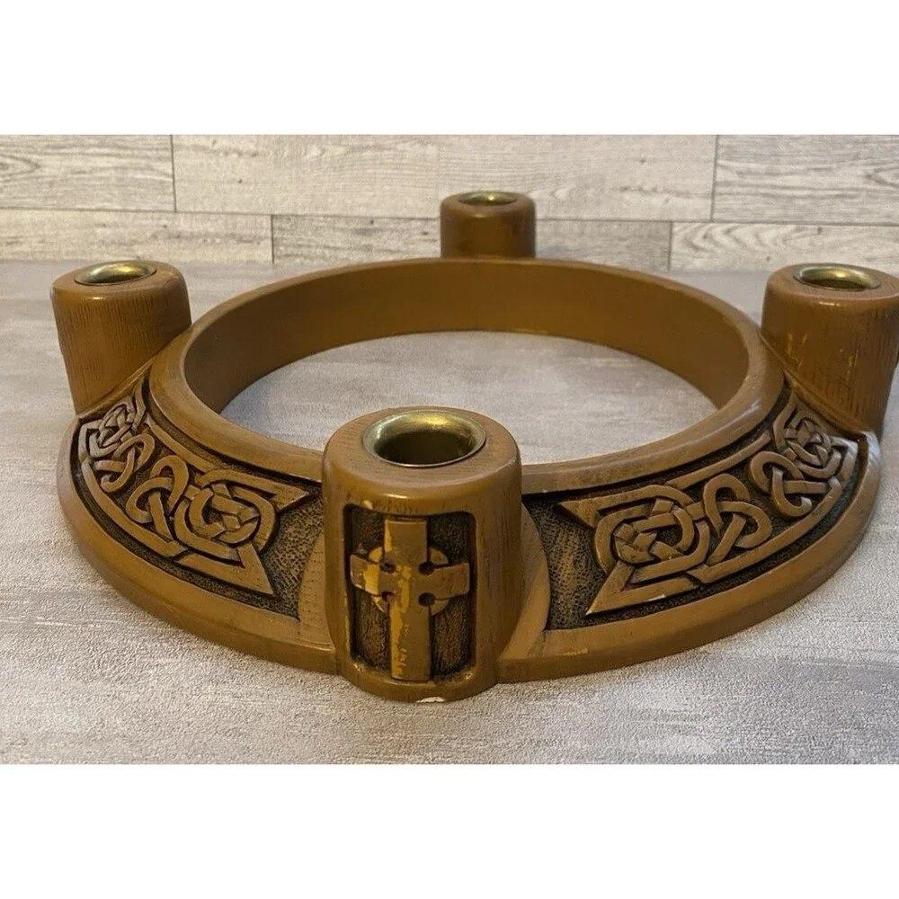 Vintage Celtic Knot Candle Holder Advent Wreath By Abbey Press Irish 12 1/4